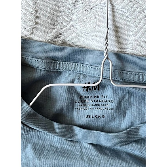 H&M Light Blue Regular Fit T-Shirt Mens L - Picture 2 of 3
